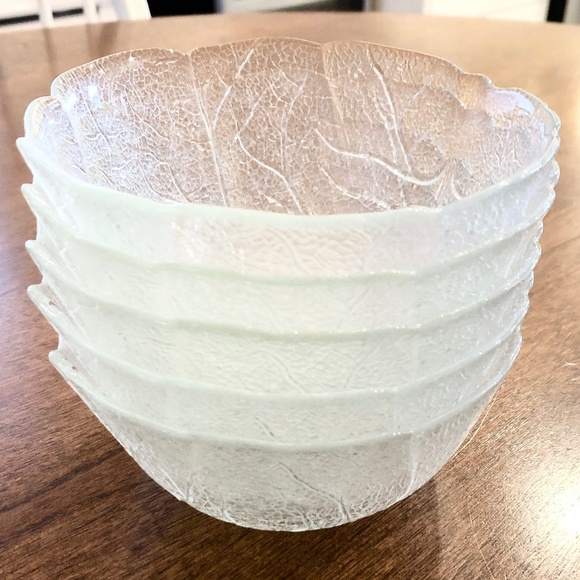 ARCOROC, FRANCE, ASPEN LEAF, Vintage, Glass, 5", Fruit, Dessert, Bowl, Set of 5 - Picture 2 of 12